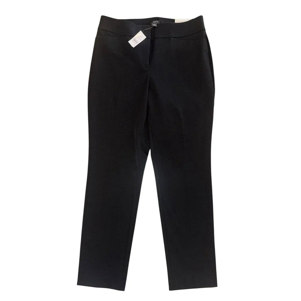 NWT Ann Taylor Curvy Fit Straight Leg Black Dress Pants Mid Rise Women’s Size 4